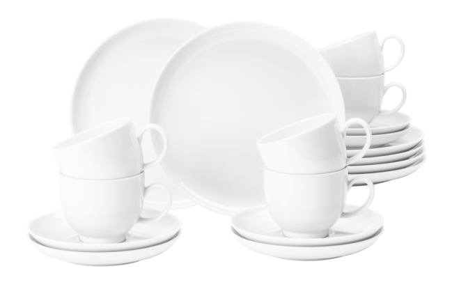 Seltmann Weiden Lido Kaffeeservice 18-teilig rund weiss uni