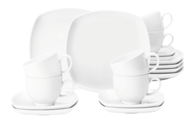 Seltmann Weiden Lido Kaffeeservice 18-teilig eckig weiss uni