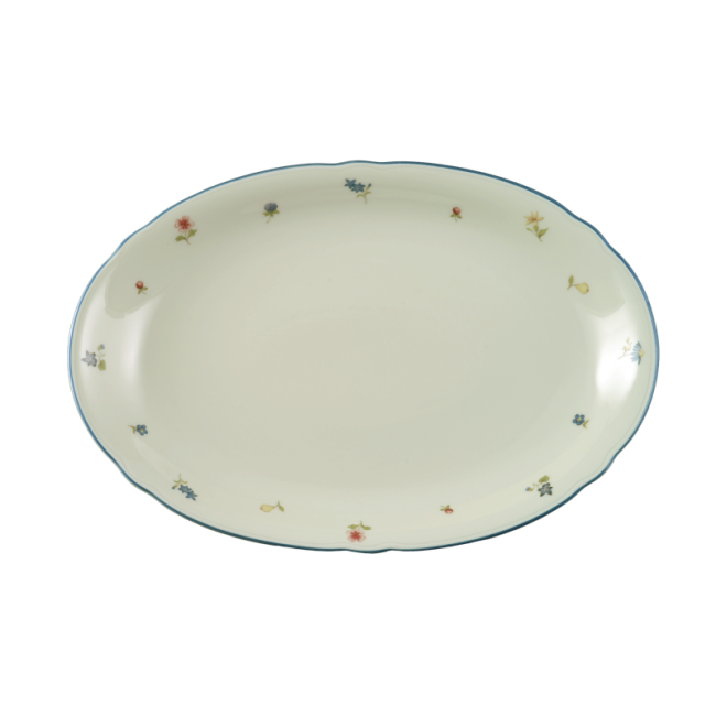 Seltmann Weiden Marie-Luise Platte oval 31 cm Streublume blauer Rand