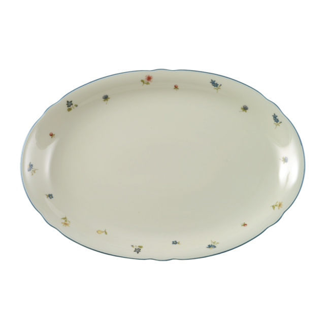 Seltmann Weiden Marie-Luise Platte oval 35 cm Streublume blauer Rand