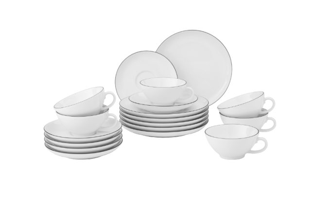 Seltmann Weiden Lido Teeservice 18-teilig A kleine Tassen Black Line