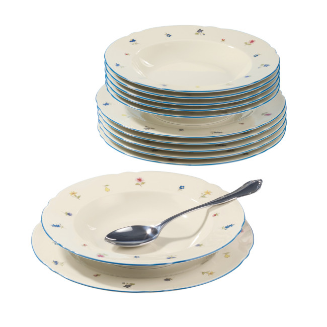 Seltmann Weiden Marie-Luise Tafelservice 12-teilig Streublume blauer Rand