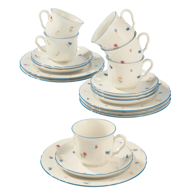 Seltmann Weiden Marie-Luise Kaffeeservice 18-teilig Streublume blauer Rand