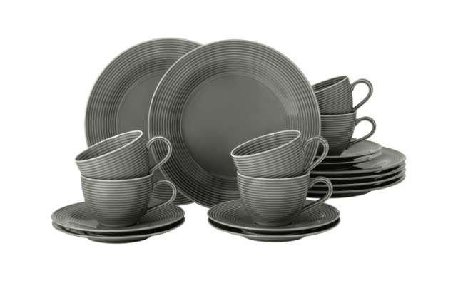 Seltmann Weiden Beat Kaffeeservice 18-teilig Color Glaze Perlgrau