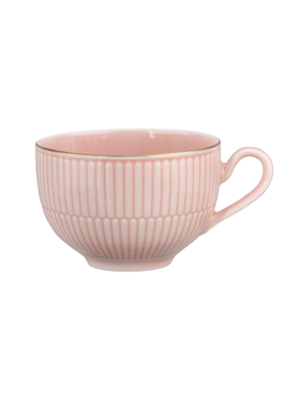 Amina Milchkaffeetasse 0,35 l rosé/Goldrand