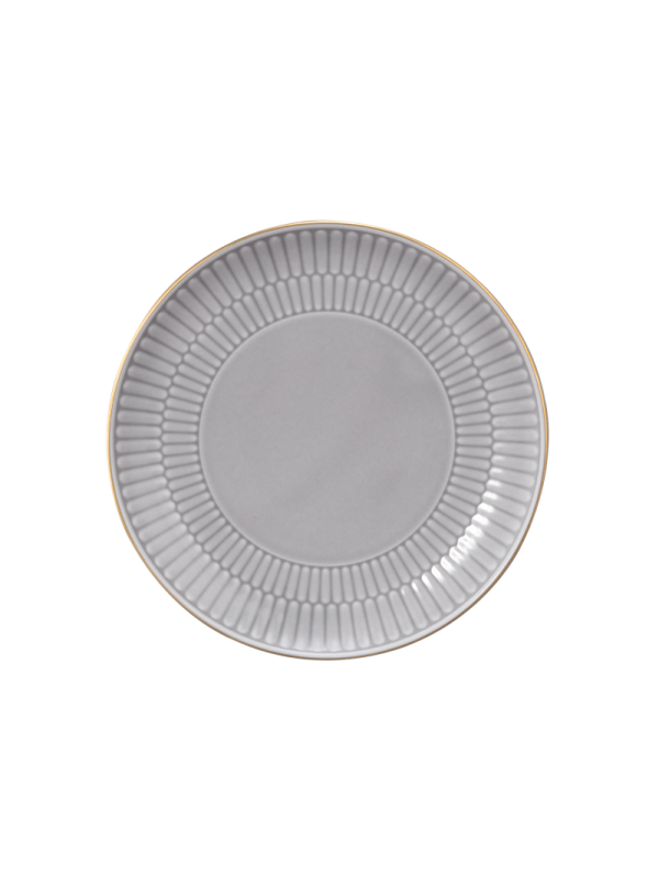 Amina Brotteller rund 16 cm silbergrau/Goldrand