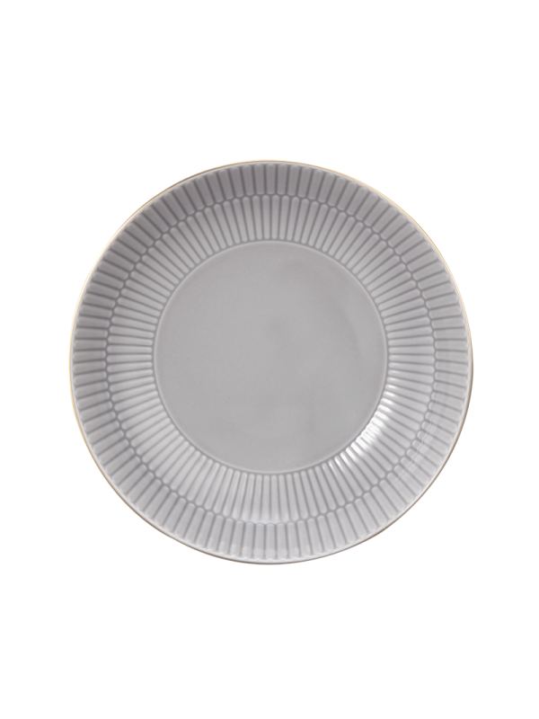 Amina Suppenteller rund 21 cm silbergrau/Goldrand