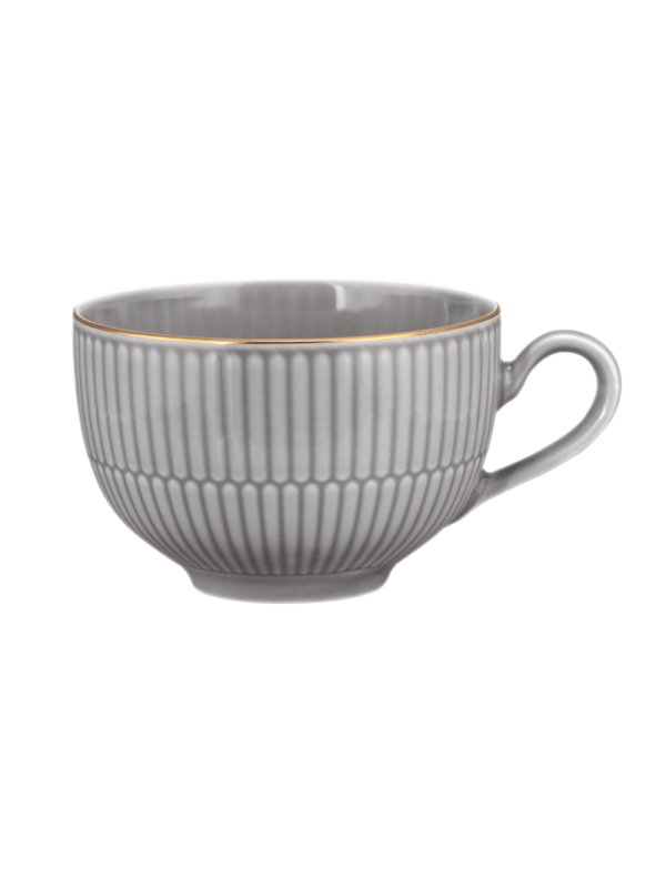 Amina Milchkaffeetasse 0,35 l silbergrau/Goldrand