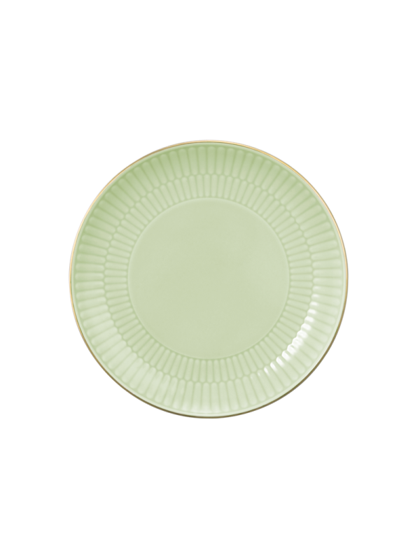 Amina Brotteller rund 16 cm seladon/Goldrand