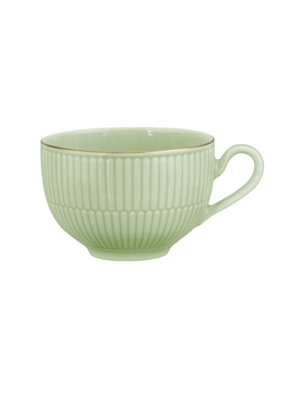 Amina Milchkaffeetasse 0,35 l seladon/Goldrand
