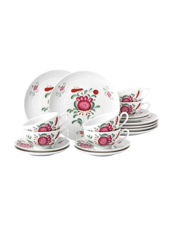 Amina Teeservice 18-teilig groß Ostfriesenrose