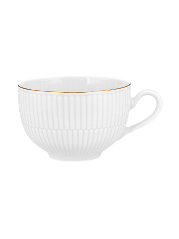 Amina Milchkaffeetasse 0,35 l weiß/Goldrand