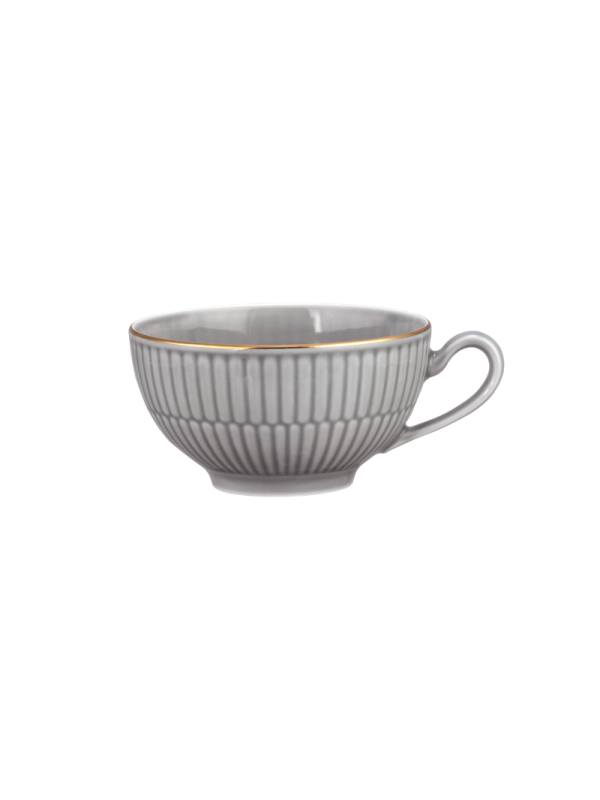 Amina Teetasse 0,22 l silbergrau/Goldrand