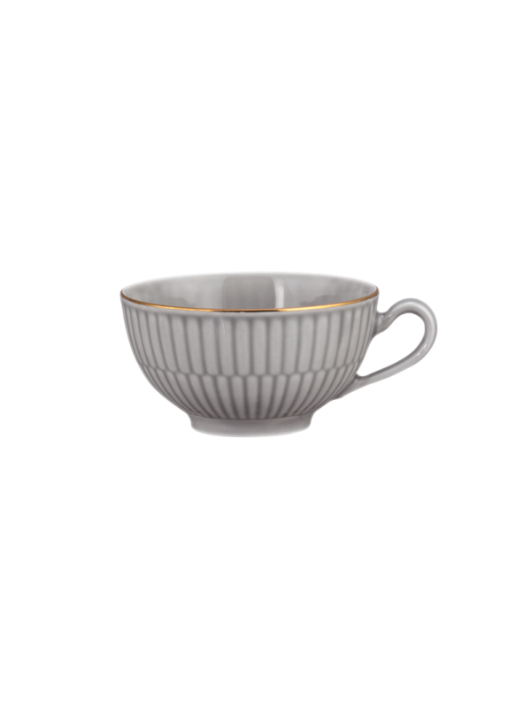Amina Teetasse 0,14 l silbergrau/Goldrand